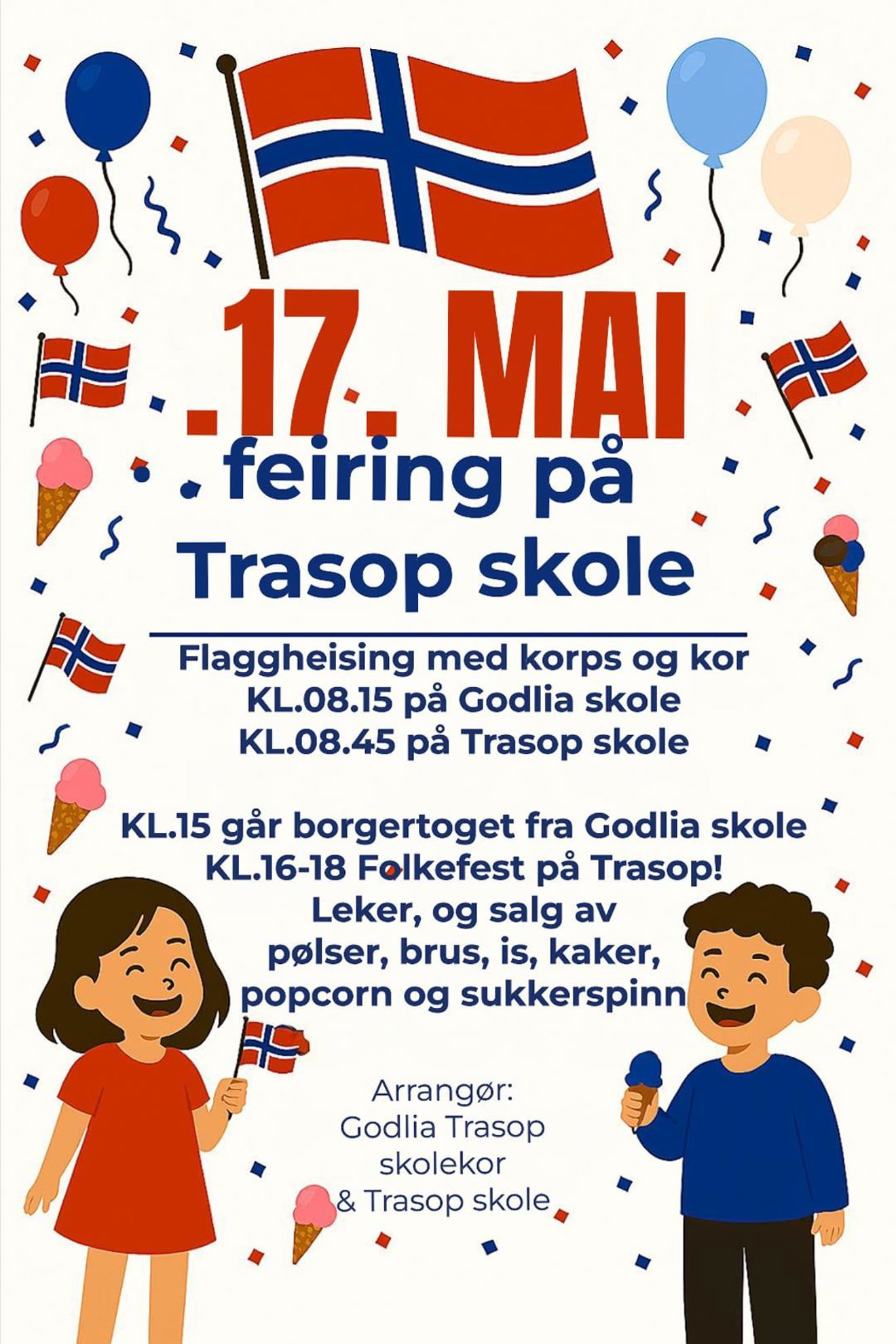 Foto: Trasop skole Plakat med program for 17. mai